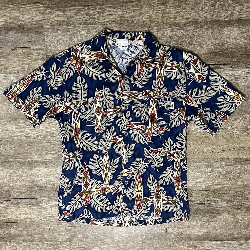 No Fear Rifle Hawaiian Shirt Men's L Short Sleeve Colorful Made In USA